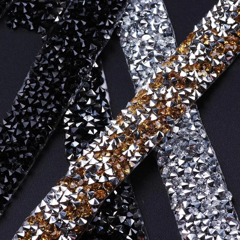 1 ярд Вышивание отделкой орнамент из кристаллов Стразы горячей фиксации Лента с
