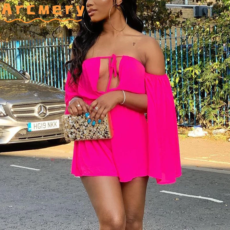 

Women Plus Size Off Shoulder Half Sleeve Solid Romper