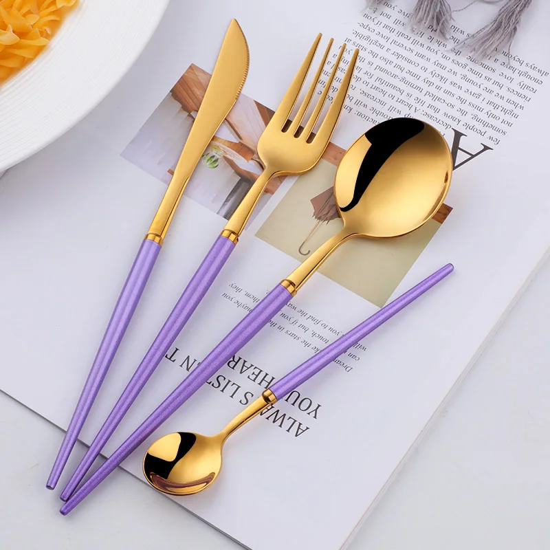 Набор столовых приборов из нержавеющей стали роскошный белый набор золотых