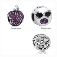 925 sterling silver bead charm cute pave apple with full crystal bead fit women pandora bracelet necklace diy jewelry