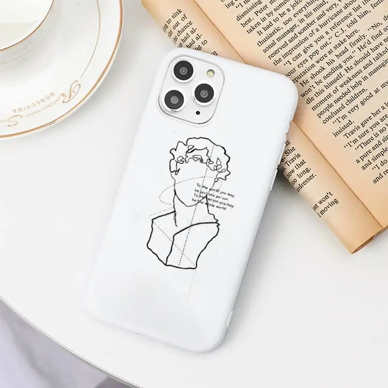 

Funny Abstract Women Face Line Phone Case Candy Color for iPhone 6 7 8 11 12 s mini pro X XS XR MAX Plus