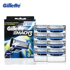 Лезвия для бритья Gillette Mach 3 для мужчин, ручная Бритва для ухода за лицом, прямые лезвия для бритвы, 8 сменных лезвий