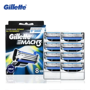 Лезвия для бритья Gillette Mach 3 для мужчин, ручная Бритва для ухода за лицом, прямые лезвия для бритвы, 8 сменных лезвий