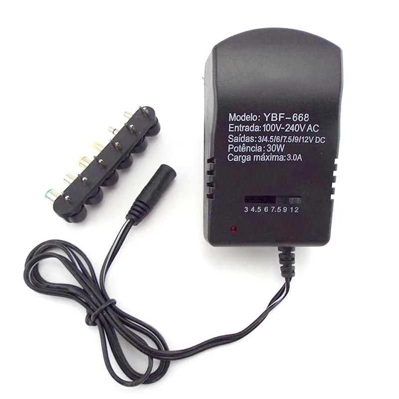 AC DC 3v 4 5 v 5v 6v 7 9v 12V Мощность Зарядное устройство питания адаптер штекер 2.5A