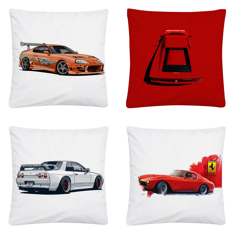 

Sports Car Full Body Cartoon Pattern Soft Short Plush Cushion Cover Pillow Case for Home Sofa Car Decor Pillowcase 45X45cm