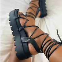 womens gladiator sandal woman platform wedge cross tied casual shoe summer sexy lady ankle wrap lace up footwear plus size 2021