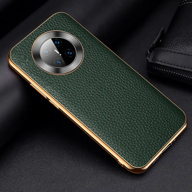 Чехол для Huawei Mate 40 Pro Plus из натуральной кожи + жесткий чехол поликарбоната RS задний