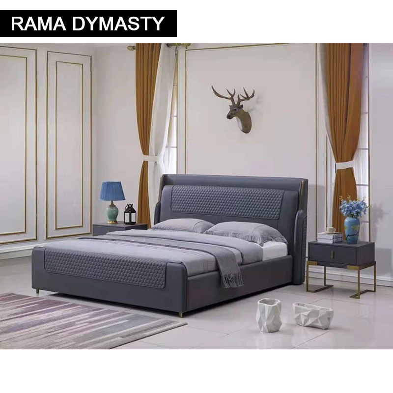 Мягкая кровать RAMA DYMASTY из натуральной кожи современный дизайн Бетт cama модная