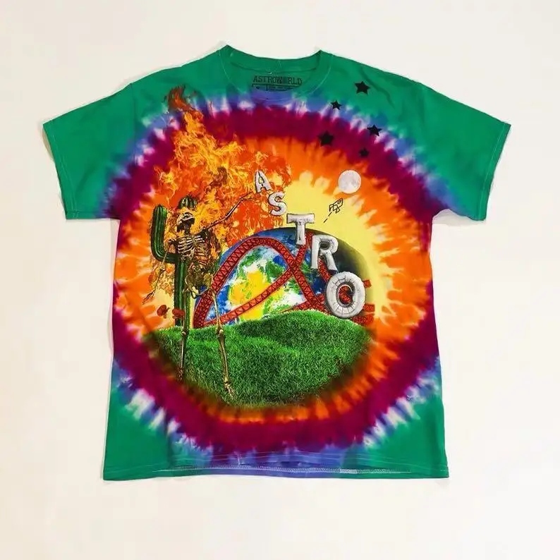 

19SS Travis Scott Astroworld T Shirt 1:1 High Quality SMILEY Tie Dye Tee street market T-shirt Hip Hop ASTROWORLD Tshirt Top Tee