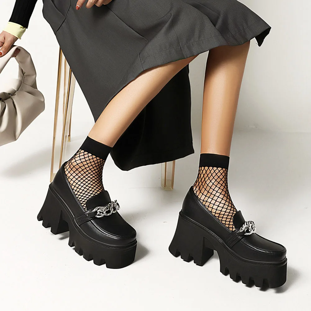 

KARINLUNA Brand New Female 2021 Fashion Mature Pumps Platform Thick High Heels Slip On Women Pumps 2021 Spring Women Shoes