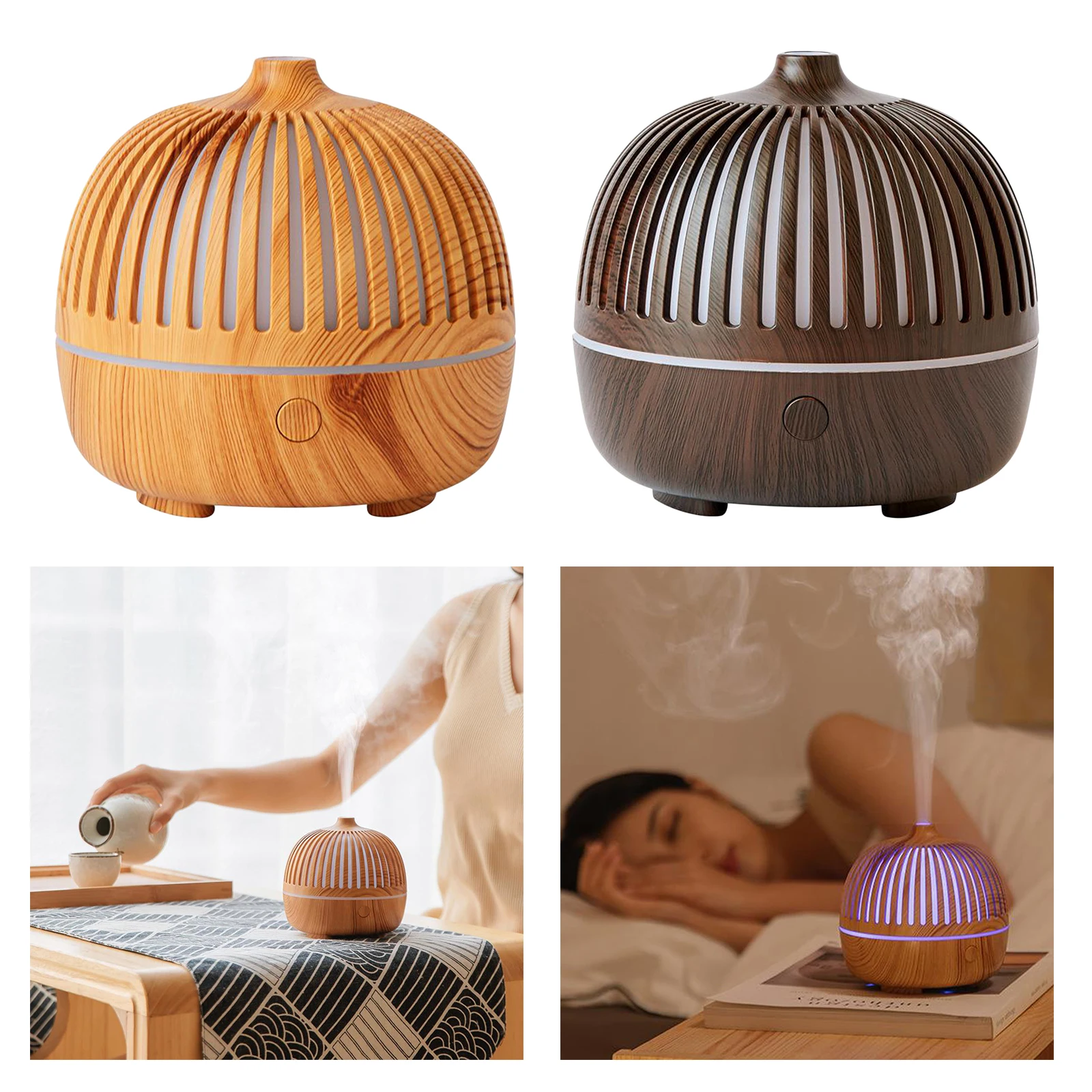 

180ml Wood Grain Aromatherapy Diffuser Cool Mist USB Humidifier LED Night light Bedroom Living Room SPA