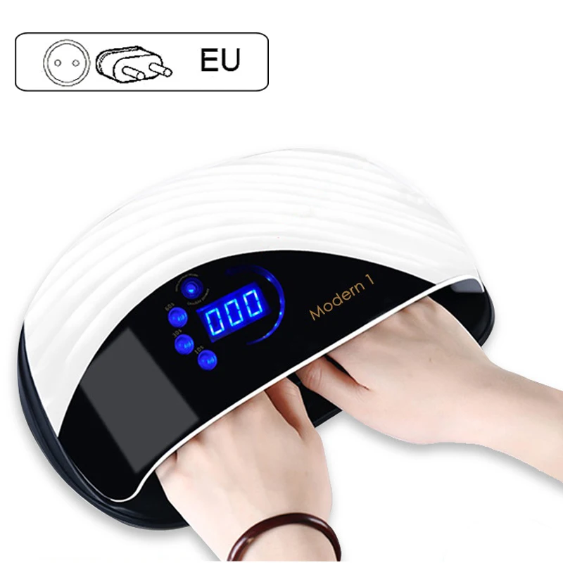 EU Plug 120 Вт 42 светодиодный s УФ светодиодный светильник для сушки ногтей встроенный вентилятор охлаждения две руки лампа для ногтей быстрая сушка гель профессиональные маникюрные инструменты - Цвет: EU Plug