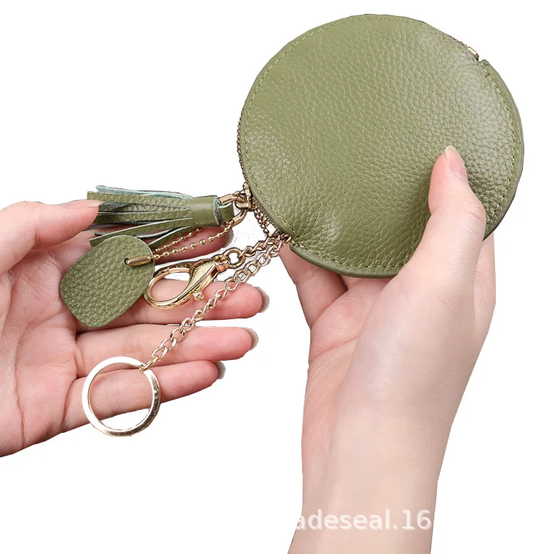 

Creative leather round zero wallet simple personality earphone coin storage bag cute Zipper Wallet