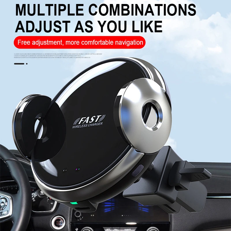 navigation universal mobile phone holder car holder with suction port 15w wireless charging free retractable infrared sensor free global shipping