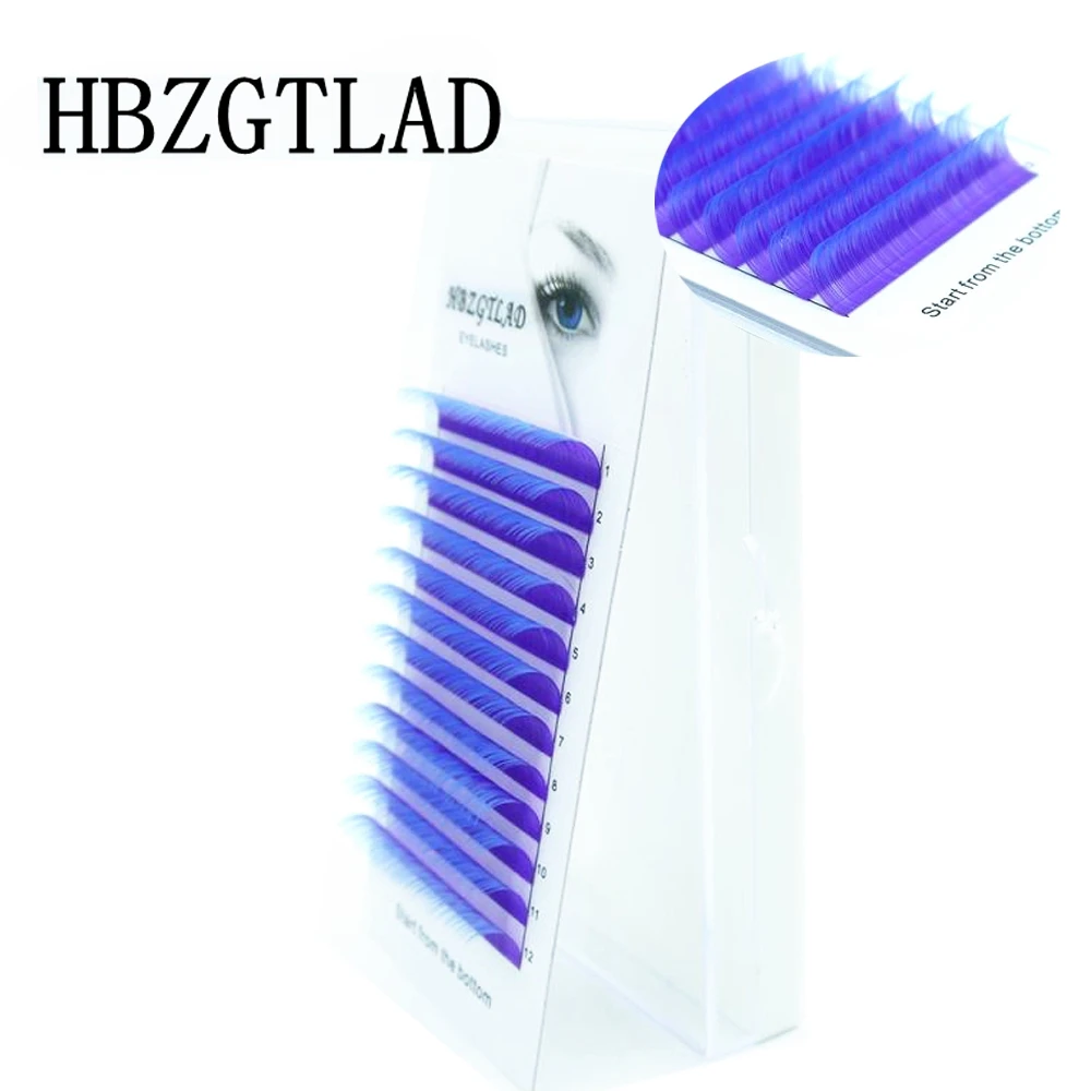 

HBZGTLAD New C/D 8-15mm false lashes Gradient Water purple+blue green eyelash individual colored lashes Faux eyelash extensions