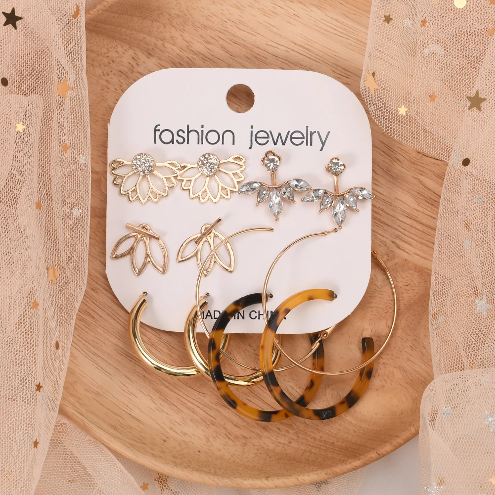 

Fashion Jewelry 6 Pairs/Set Big Round Eardrops for Women Girl Accessories