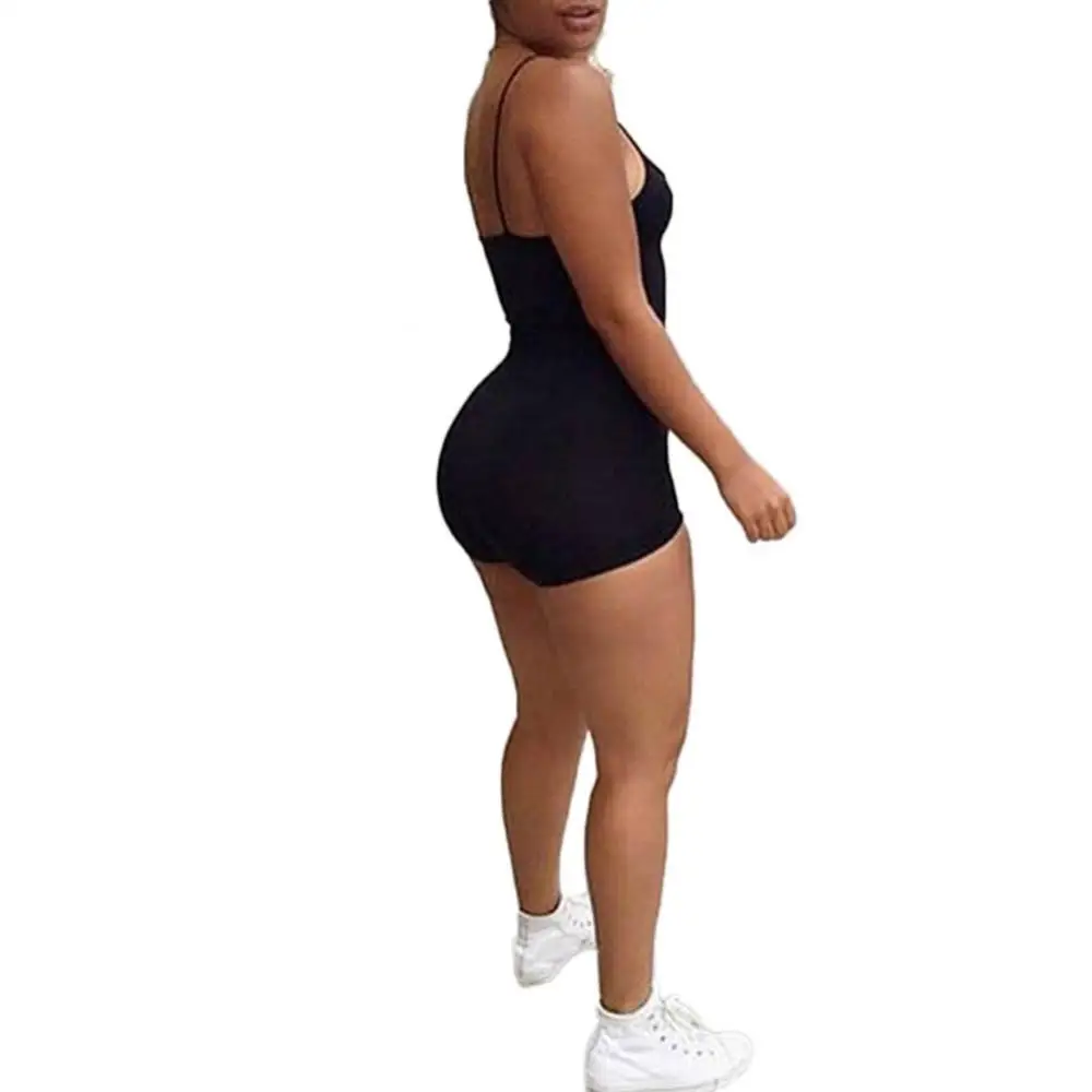 

70% Hot Sell Women Sexy Sleeveless Spaghetti Straps Bodycon Bodysuit Sports Shorts Jumpsuit