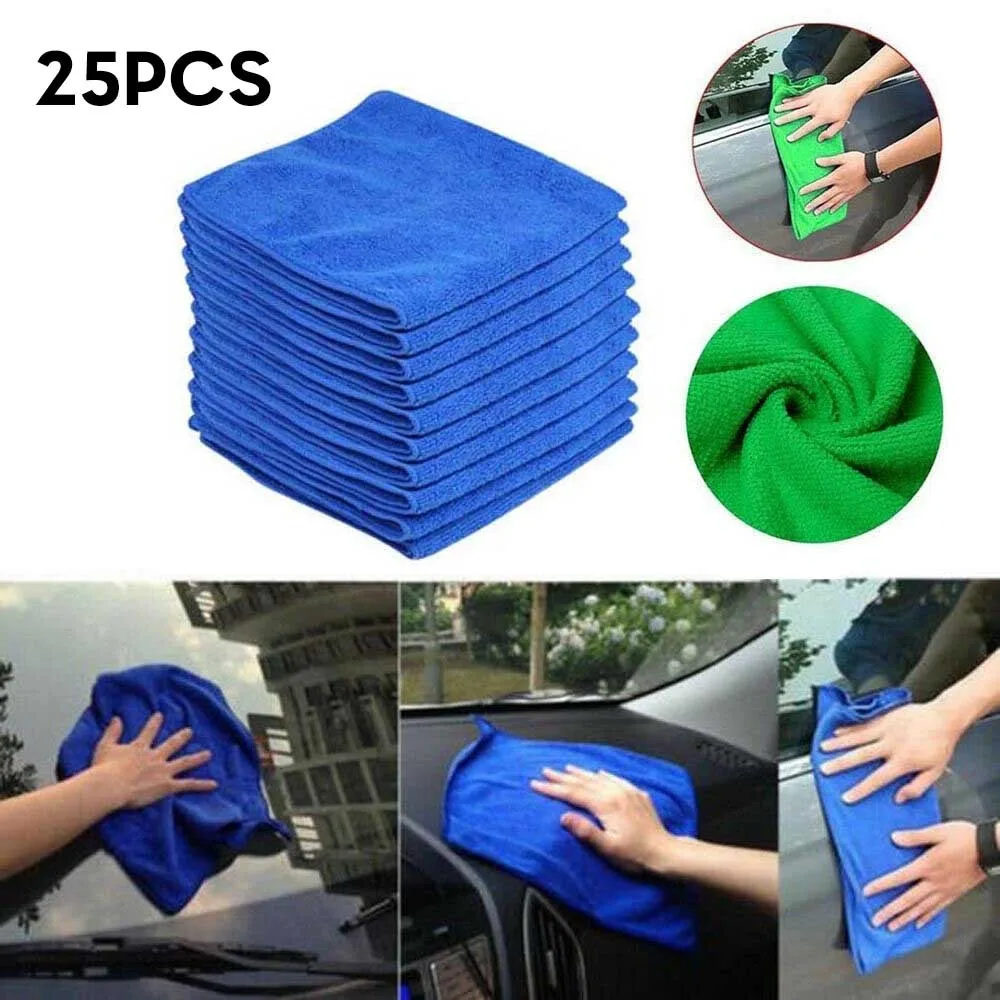 

25pcs Blue Large Microfibre Cleaning Auto Car Detailing Soft Cloths Wash Towel Duster Tool Wholesale Quick Delivery 30* 30cm