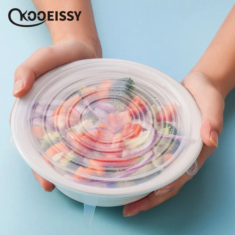 6 шт. кухонные инструменты силиконовые растягивающиеся герметичные бленды для