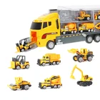4 типа, большой грузовик 6 шт.компл., мини литая машинка, строительные машины, игрушечный инженерный грузовик из сплава, Классическая Игрушка для подарка, для детей, мальчиков