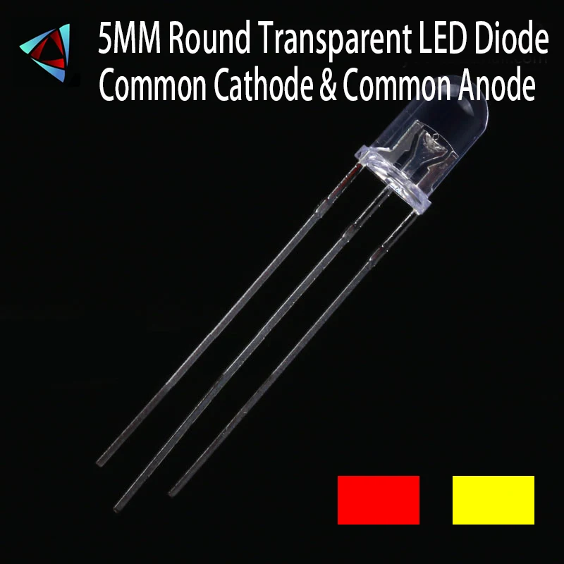 

1000Pcs 5MM Red &Yellow Green Common Cathode & Anode Transparent Round Bi-Color Light-Emitting LED Diode