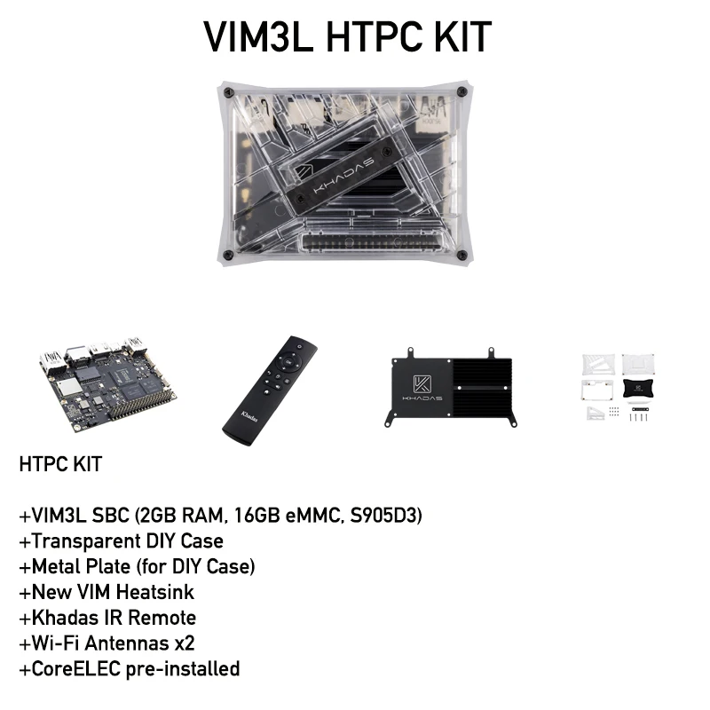 Khadas VIM3L комплект HTPC: Amlogic S905D3 N0N SBC с DIY Чехол|Демонстрационные стенды| |