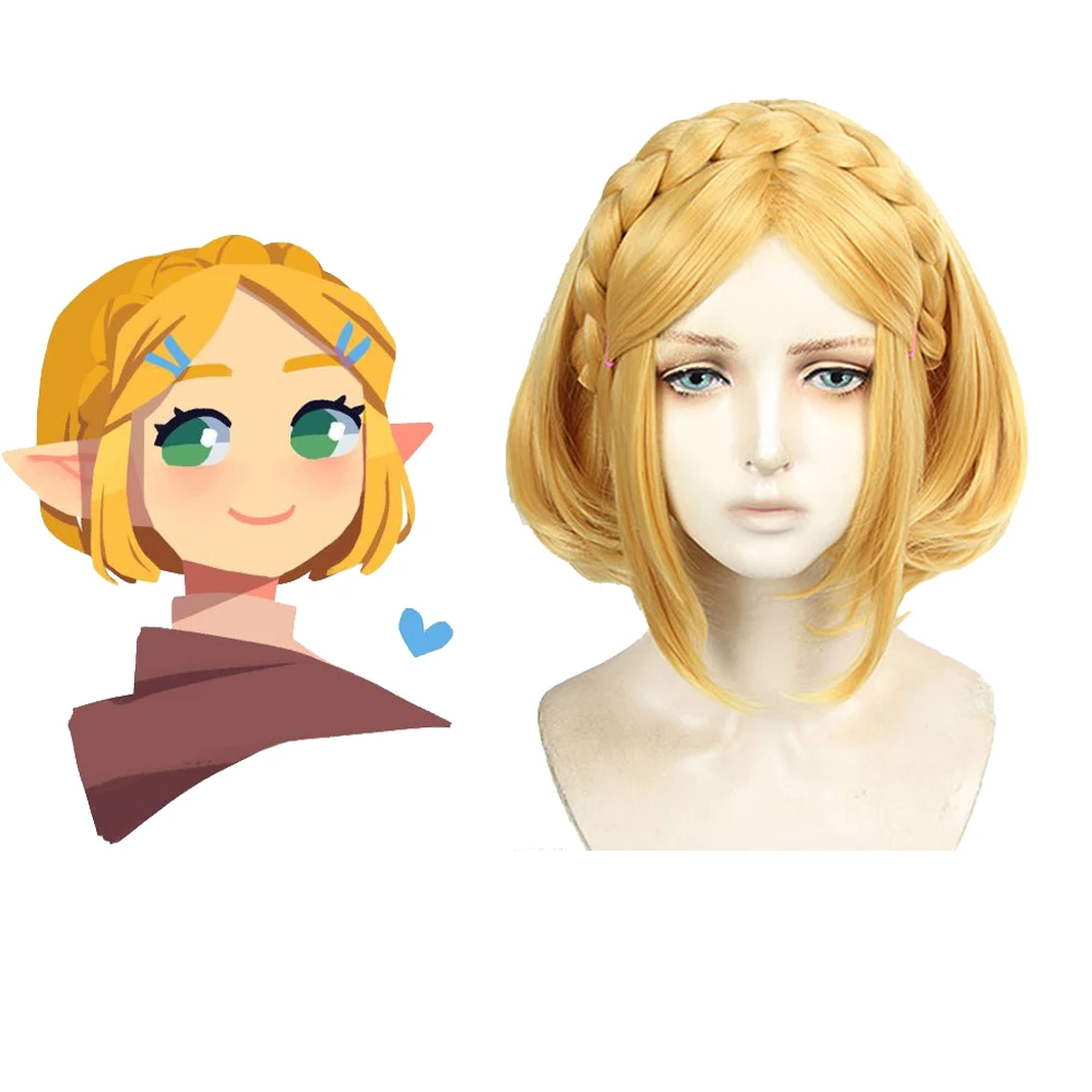 Парик для косплея принцессы игры the Breath of Wild Zelda короткие термостойкие