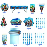 disney the avengers super hero plates cups spoons forks party supplies cartoon theme baby shower disposable tableware 113pcs