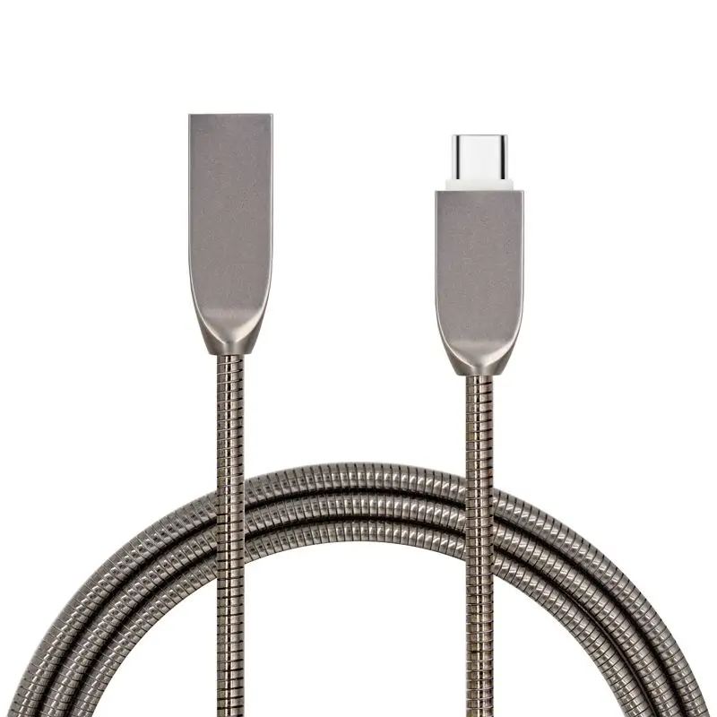 Sindvor металлический usb type-C кабель быстрое зарядное устройство для samsung S8 huawei P9 Honor 8 Oneplus 3 LG зарядка usb type-C кабель для передачи данных 1 м - Тип штекера: Grey