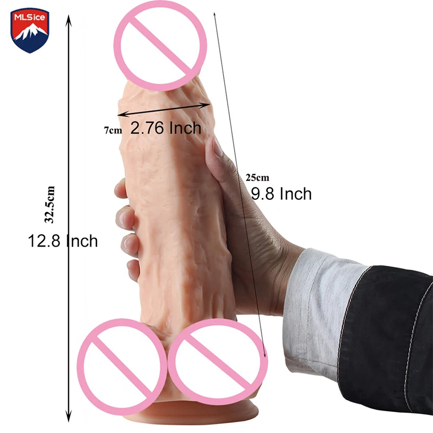 MLSice 12.8 In Realistic Huge Big Dildo with Testicles and Glan Strong Suction Cup Thick Giant Dong G-Spot Large Penis for Women
