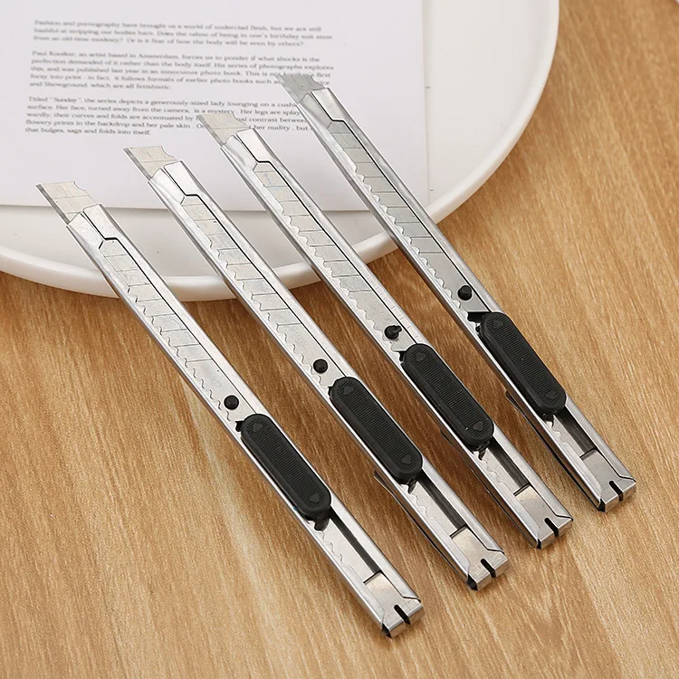 

Small Portable Utility Knife Stainless Steel Tool Knife Metal Office Stationery Manual Paper Knife Flat Pointed Letter Opener