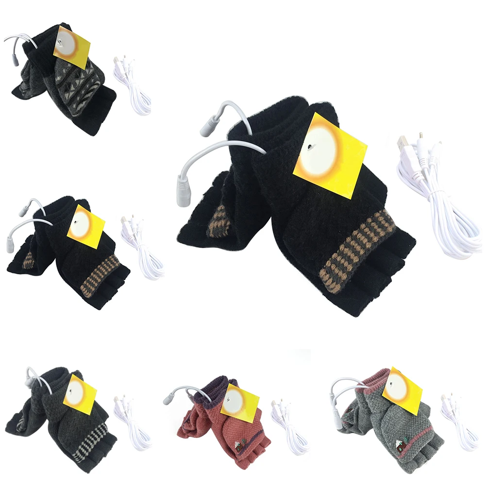 

Unsex Outdoor Hiking Skiing USB Charging Gloves Heating Cashmere Material Suitable for Games Typing Fashion Foldable Gloves