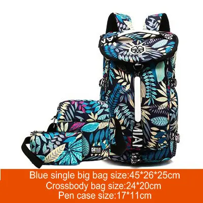 Blue leaf set Спортивная сумка для мужчин, рюкзак для спортзала, Женский Большой Вместительный спортивный рюкзак, рюкзак для путешествий, сумка для хранения ноутбука, школьный рюкзак, сумки - Цвет: Blue leaf set