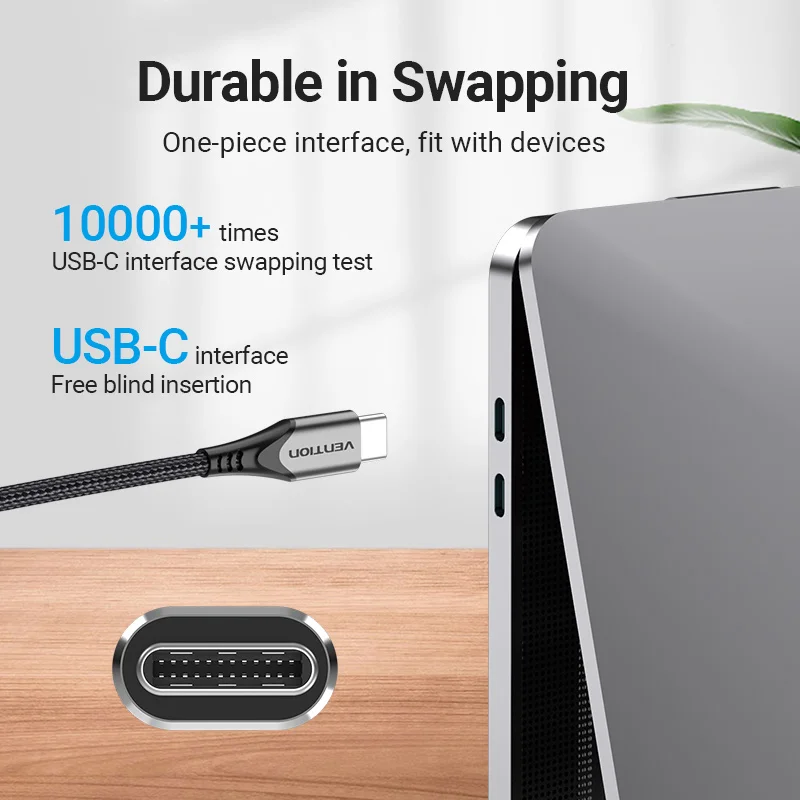 Vention 100W USB C to USB Type C Cable for MacBook Pro Quick Charge 4.0 PD 60W Fast Charging for Xiaomi mi 10 USB C Charge Cable