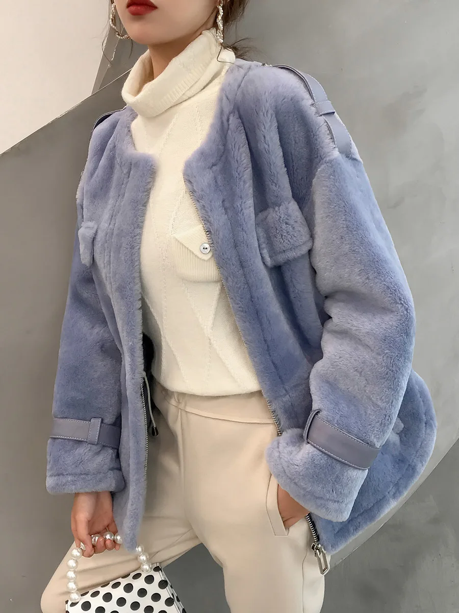 Женское зимнее пальто из натурального меха 100% куртка короткой овечьей шерсти