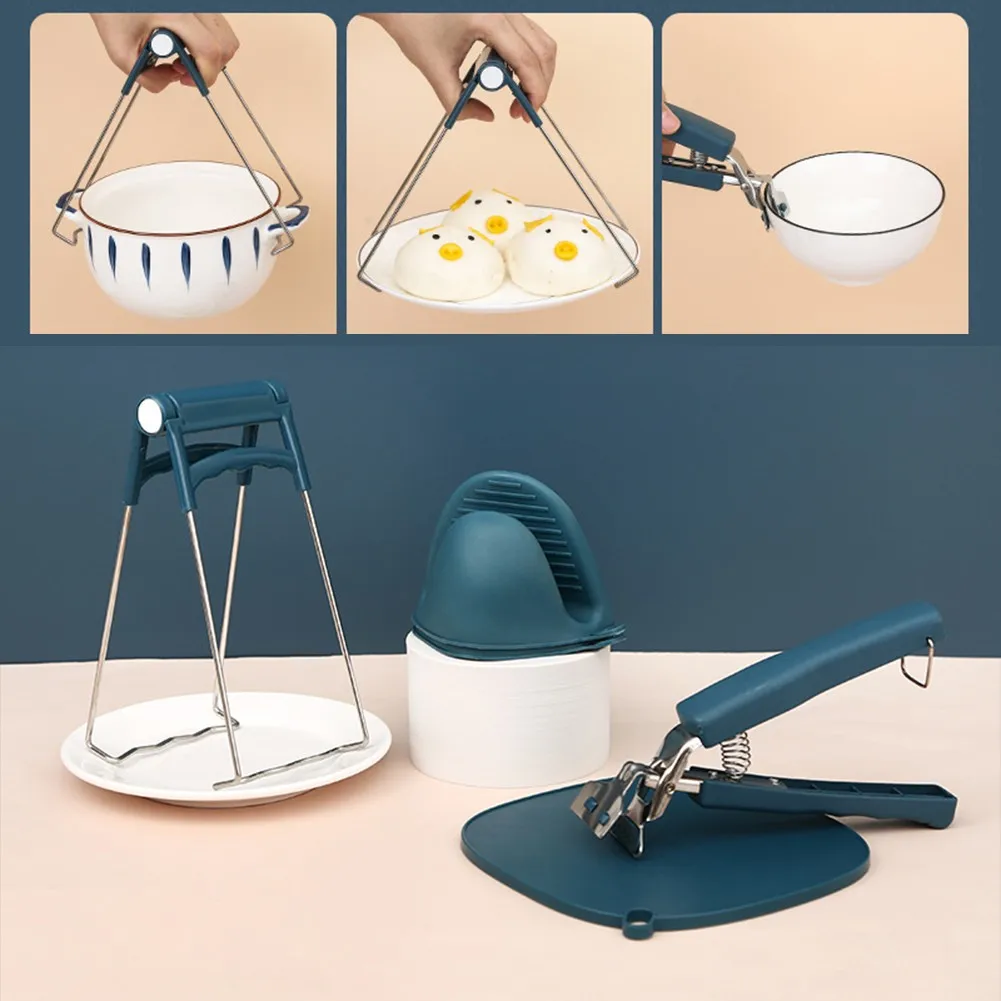 

Hand Shape Hot Dish Plate Bowl Clip Tongs Non-slip Silicone Handle Kitchen Tableware Tool Organizer Sawtooth