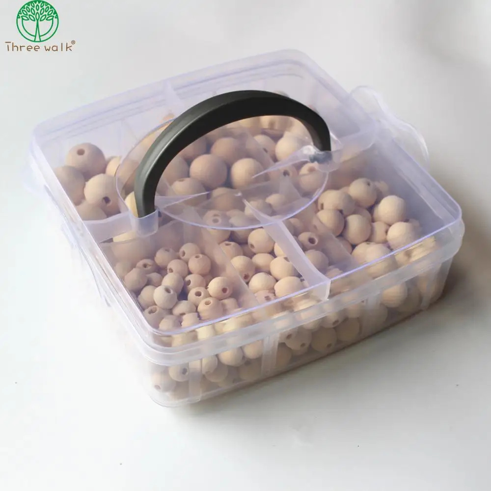 Набор бусин из натурального дерева геометрической формы сделай сам с коробкой