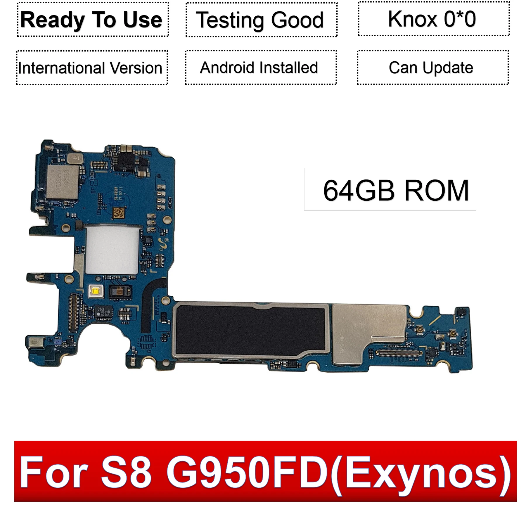 Tehxv оригинальная материнская плата для samsung Galaxy S8 G950FD 64 Гб разблокированная материнская плата DUAL SIM Европейская версия