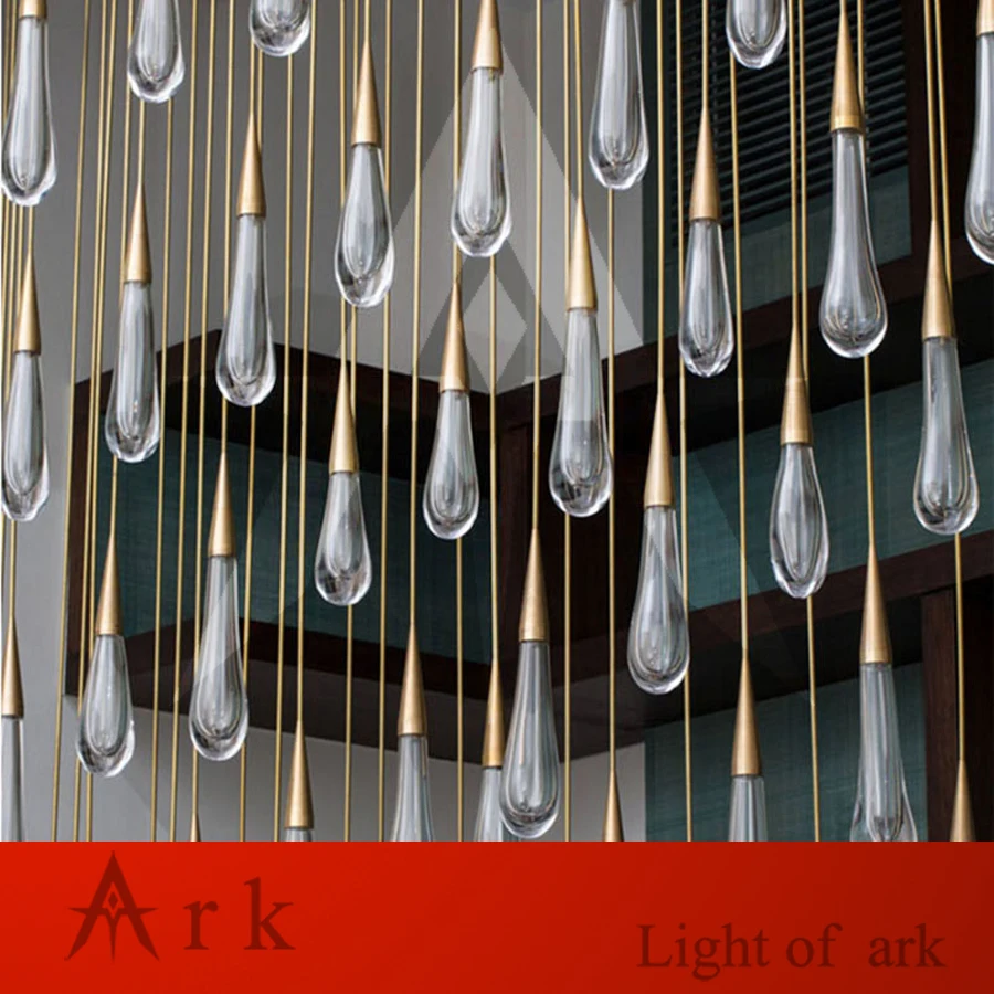 Креативный Золотой каплевидный кристалл светодиодный подвесной светильник