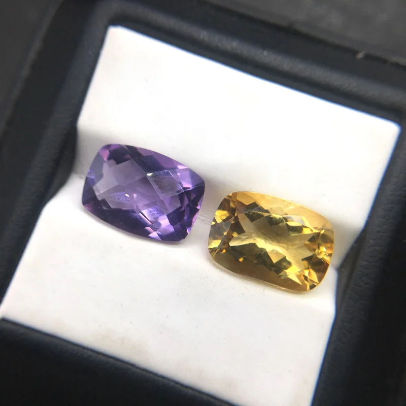 Кольцо с натуральным аметистом и Цитрином серебро 925 пробы|Кольца| |