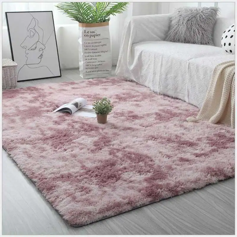 Длинные Плюшевые ковры с градиентом Tie Dye для современного домашнего декора