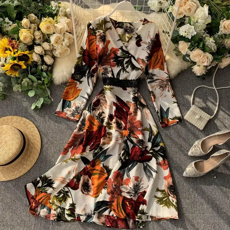 2019 Новая мода Женское праздничное платье темперамент v образный вырез тонкий