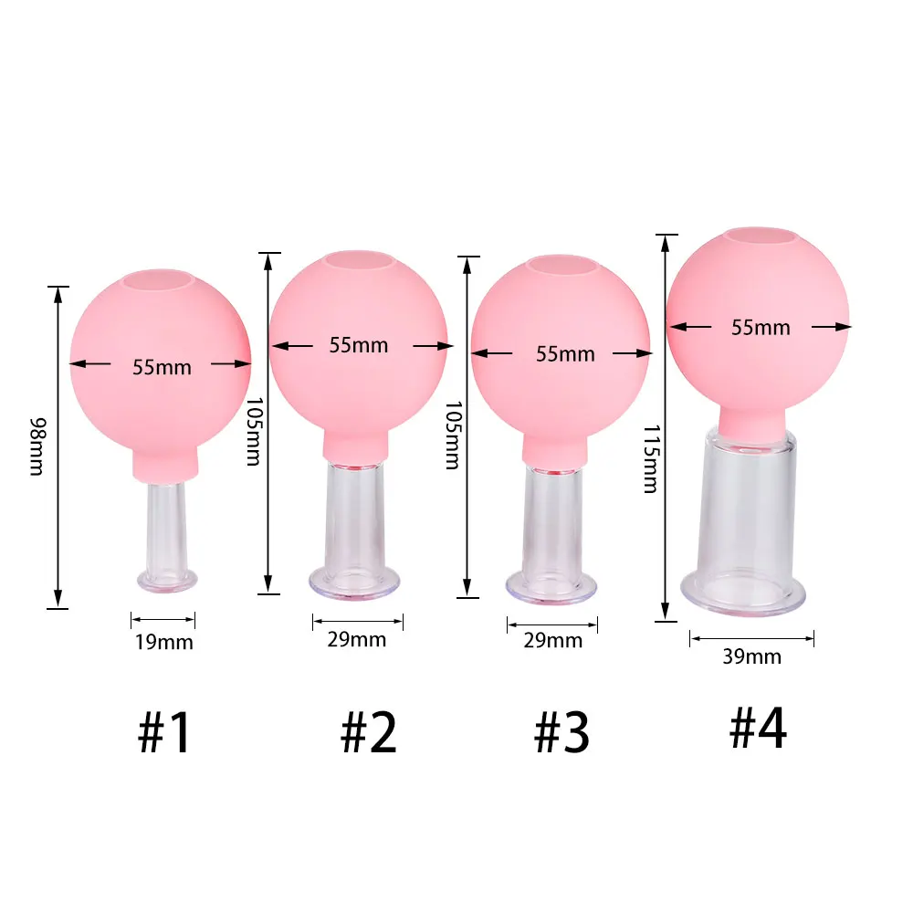 

4pcs Massage Vacuum Cupping Facial Cupping Set Silicone Suction Cups Anti-wrinkle Therapy Face Massager Chinese Medical Therapy