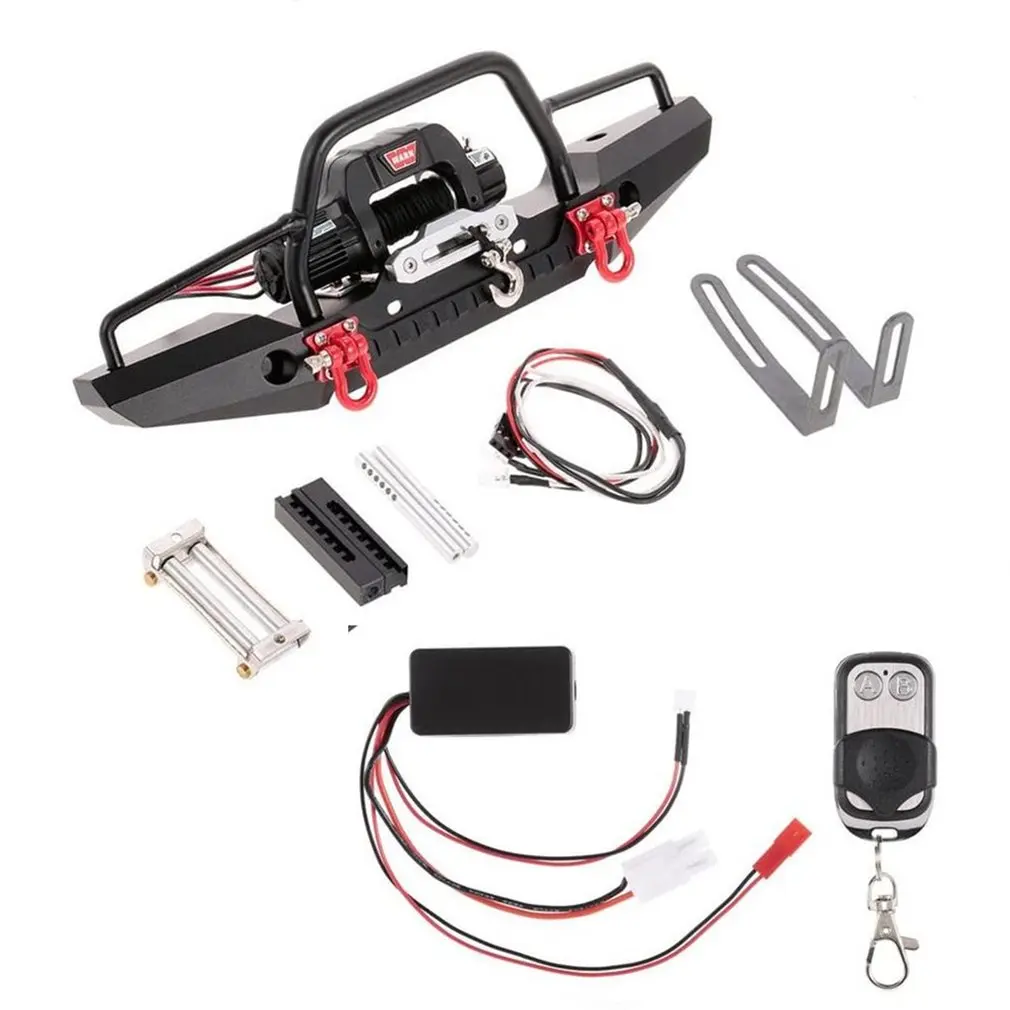

Remote Control Car Accessories For TRX-4 And SCX10II90046 Front Bumper With 2LED Lights Plus Remote Control Plus Winch
