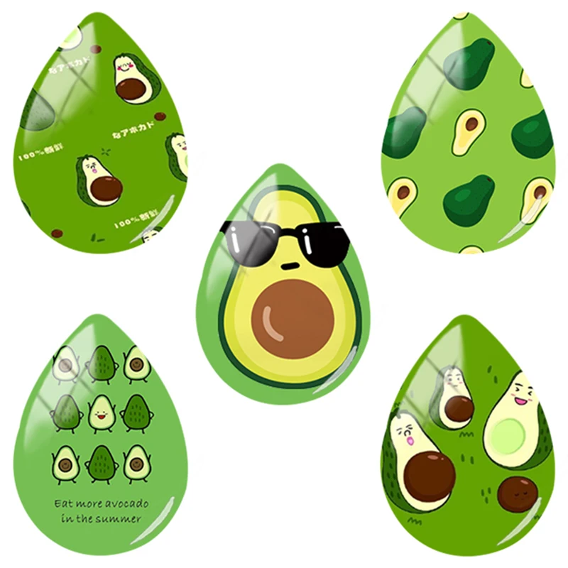

JWEIJIAO Cute Fruit Avocado Picture Tear Drop Shape Glass Dome DIY Keychain Necklace Pendant Jewelry Handmade Accessories HT447