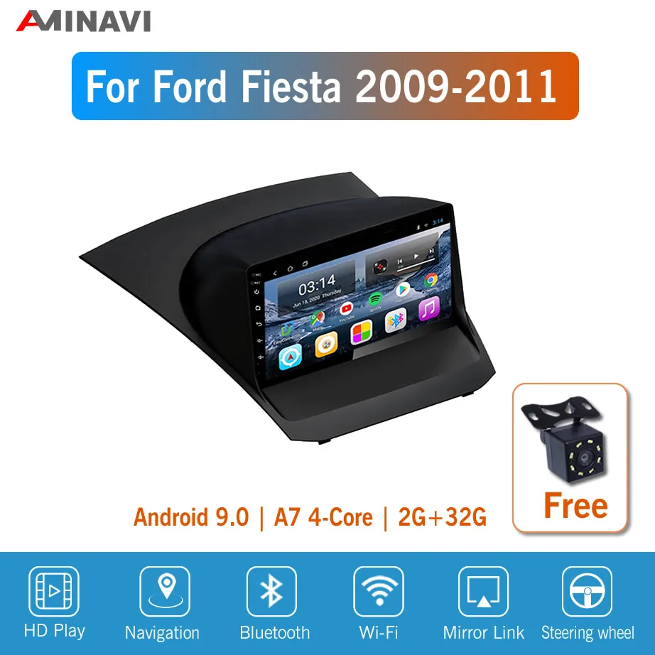 Автомагнитола для Ford Fiesta 2009 2011 9 дюймов HD GPS 2 Din Android 0 мультимедийный видеоплеер