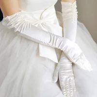 bride dress butterfly gloves long french white satin pearl winter wedding warm sunscreen arm sleeve