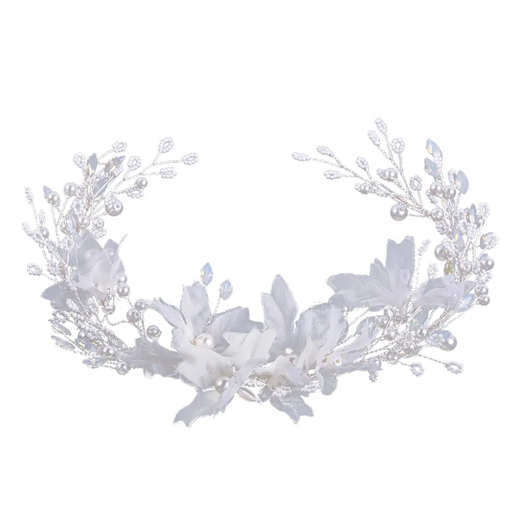 Женская жемчужная цветочная повязка для волос свадебные аксессуары головной