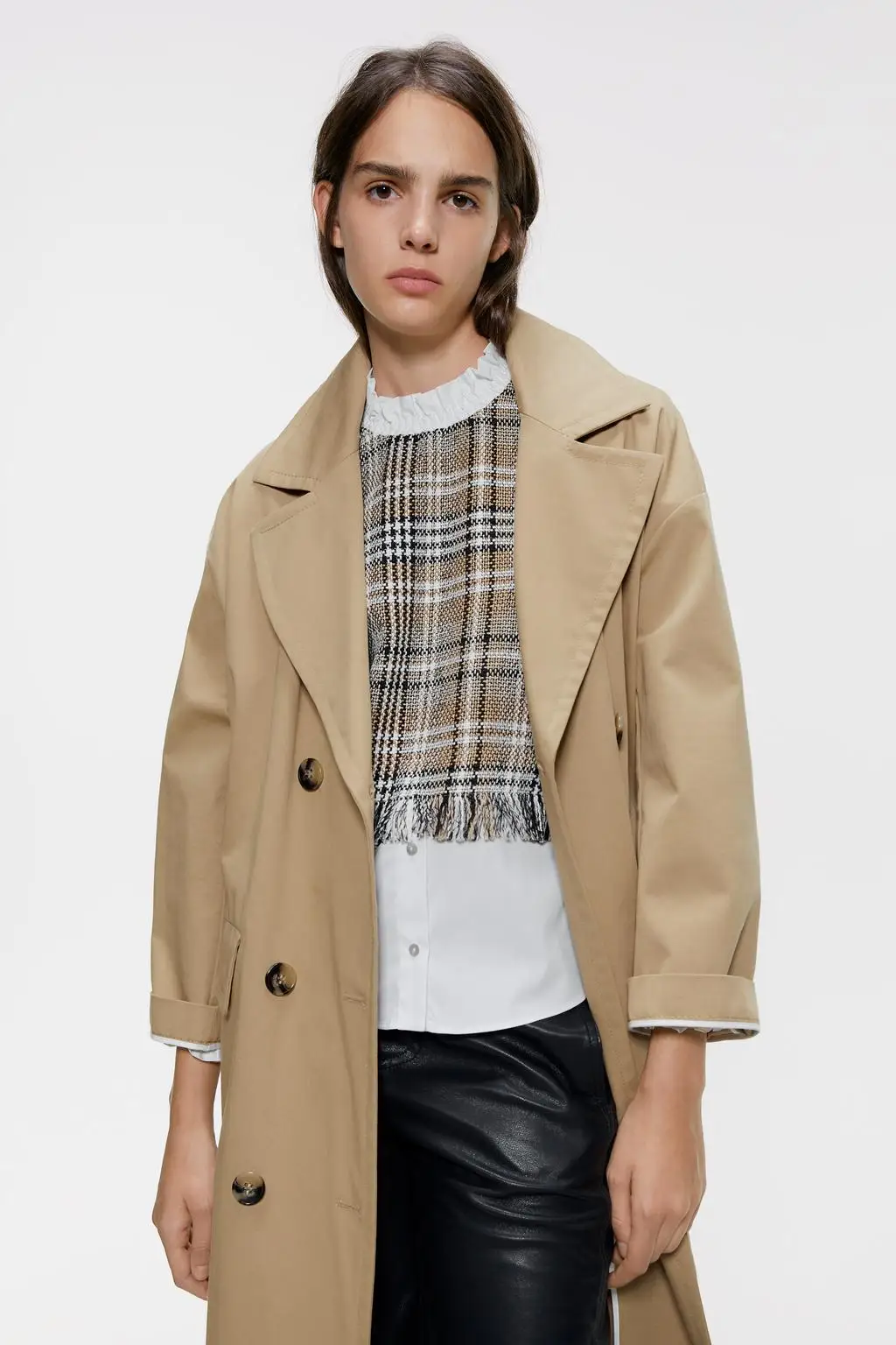 2019 ZA классический цвет хаки британский стиль Женская куртка модная двубортная с