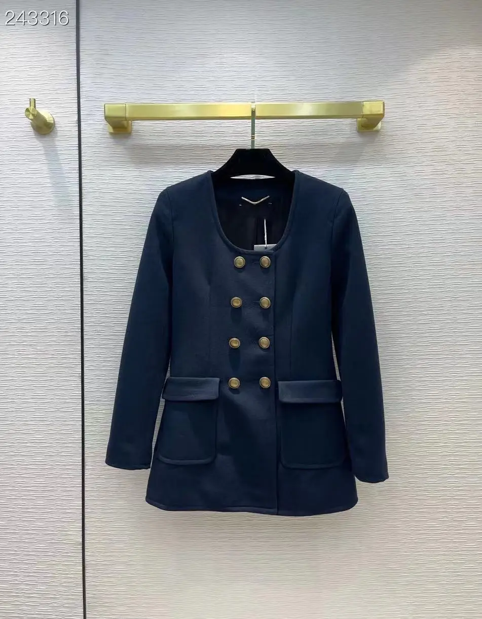 

Top Fashion Newest 2021 Runway Designer Knit Jacket Women Double Breasted Slim Long Sleeves Blazer Jacket